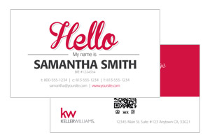 Keller Williams realtor business cards, modern clean, simple